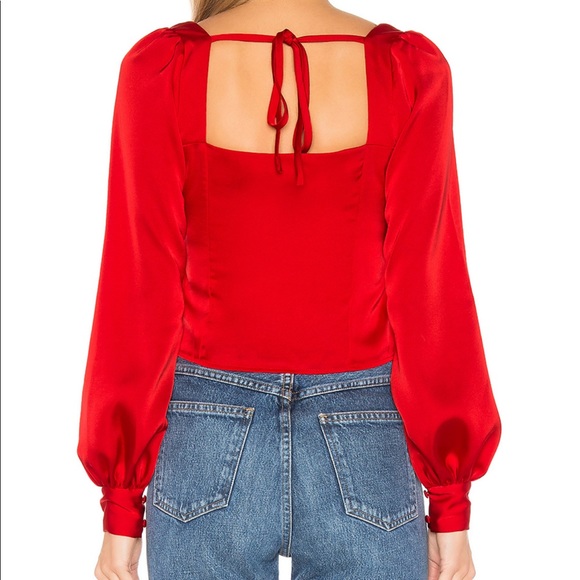 Revolve x Privacy Please Yates Top Red Satin - Picture 3 of 4